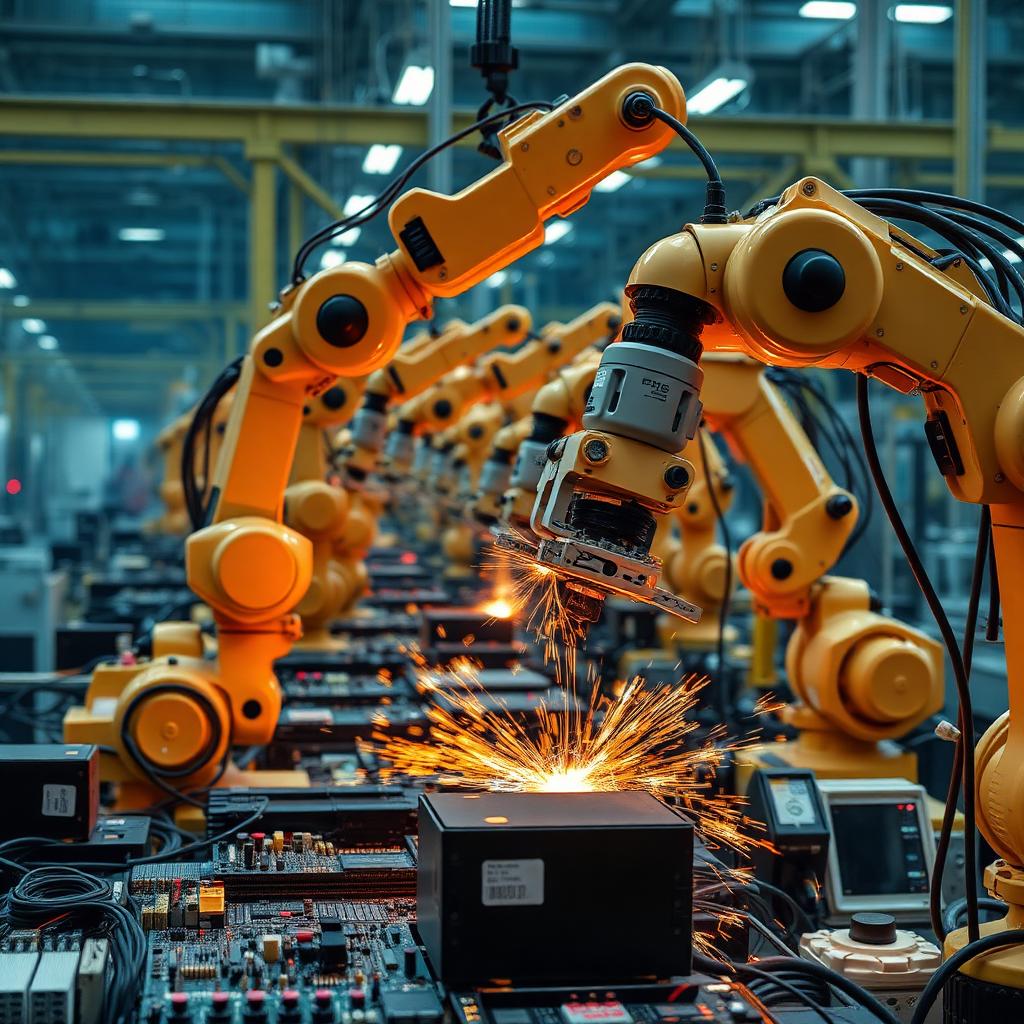 Otomatik robotik kollar fabrikada